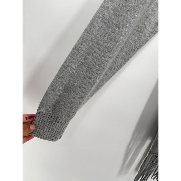 Michael Kors Womans Gray Long Sleeve Cowl Neck Fringe Hem Boho Tunic Sweater S - Picture 3 of 7